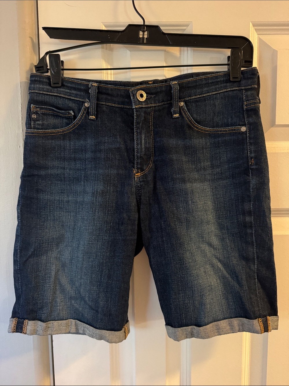 Ag Adriano Goldschmied Indigo Rolled Cuff Denim Shorts